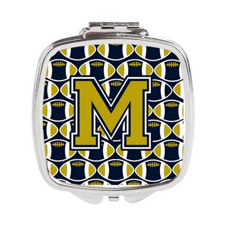 CAROLINES TREASURES Letter M Football Blue and Gold Compact Mirror, 3 x 0.3 x 2.75 in. CJ1074-MSCM